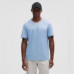 Lululemon Soft Jersey Short Sleeve Shirt Men’s Large Stretch Heathered Blue NWOT